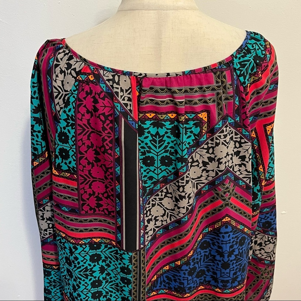 ➕ BB Dakota Patchwork Multi Patterned Blouse Womens Plus Size 3X - Picture 6 of 11